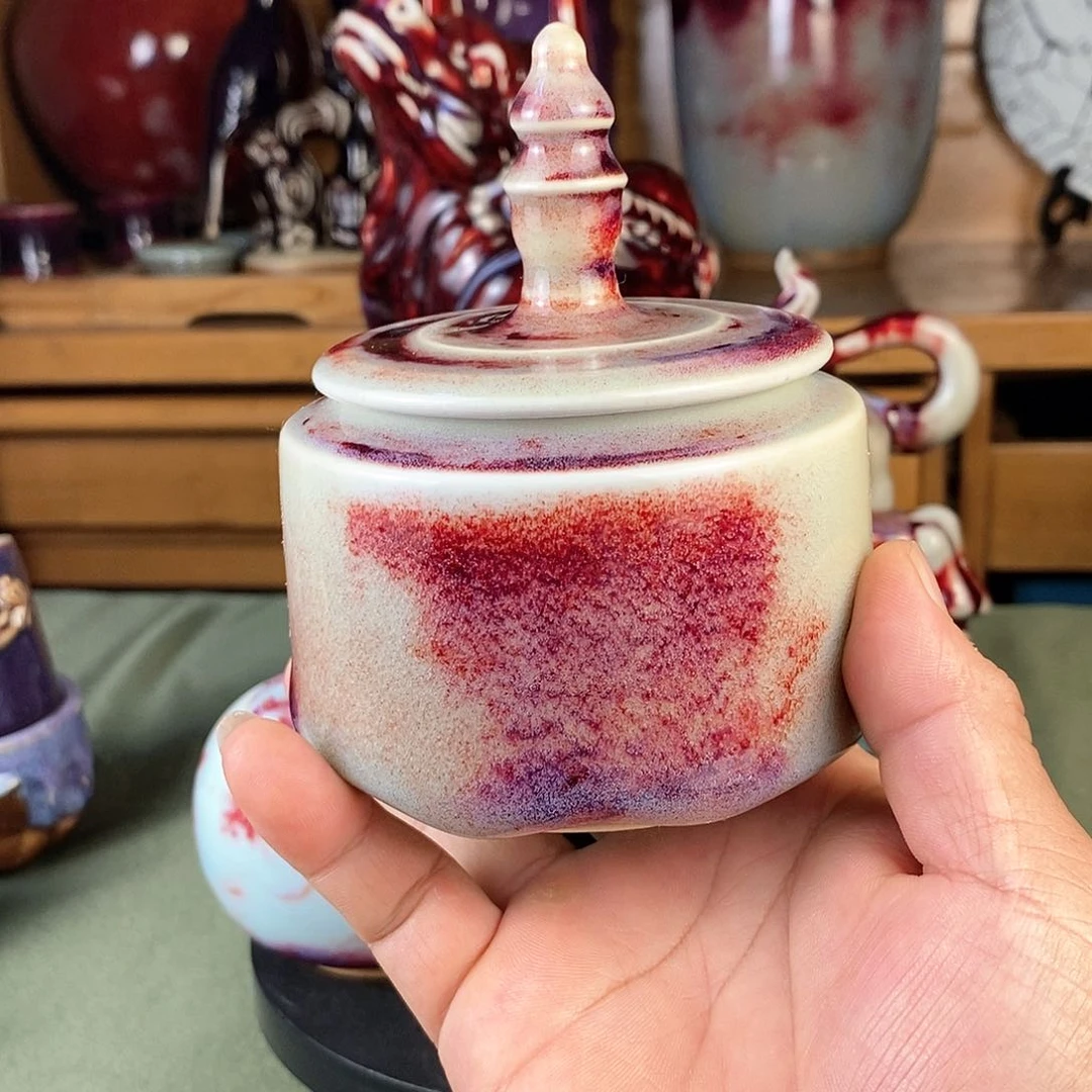 茶叶罐，玉石釉，全手工