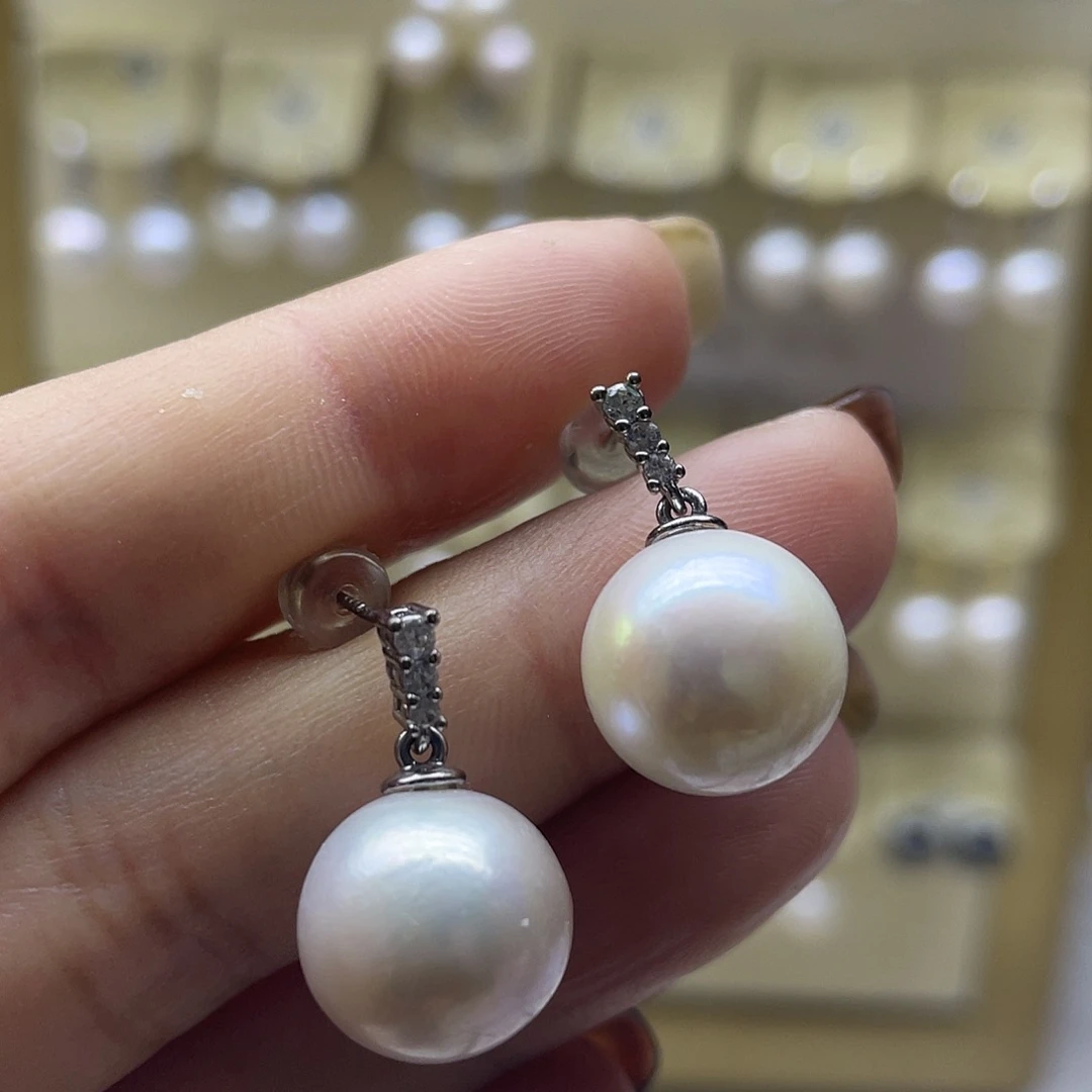 淡水珍珠耳饰银S925镶嵌