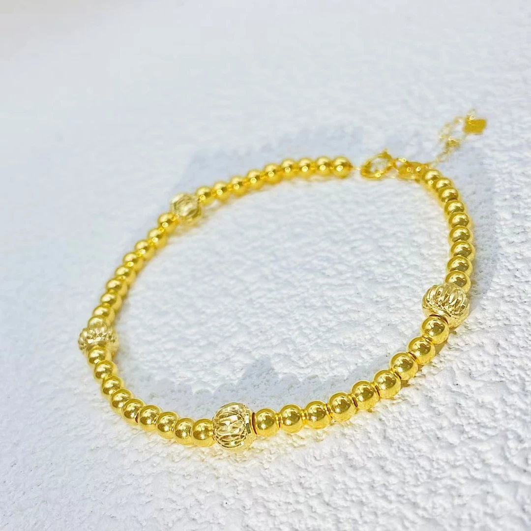 金珠｜18k金珠光珠手链#1209#小珠卡3mm大珠5mm单条