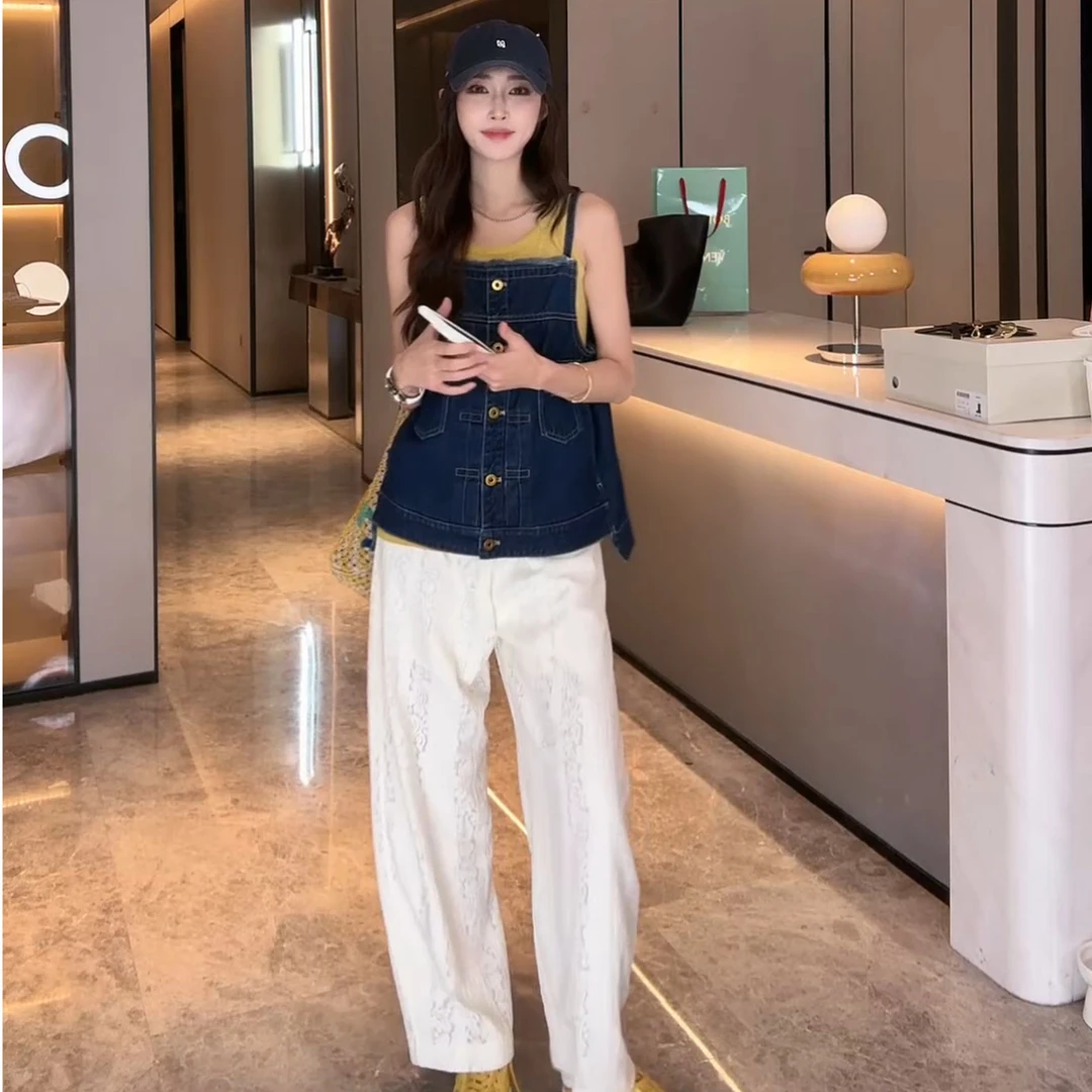 PCNY「镂空印花」不理理夏季新款小众女装时尚镂空印花设计感休闲裤