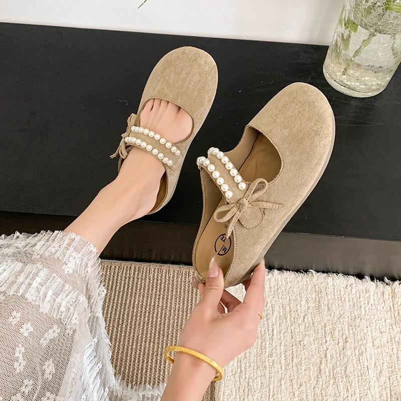 勃肯鞋包头半拖鞋女夏外穿2025新款配裙子厚底法式平底半托玛丽珍