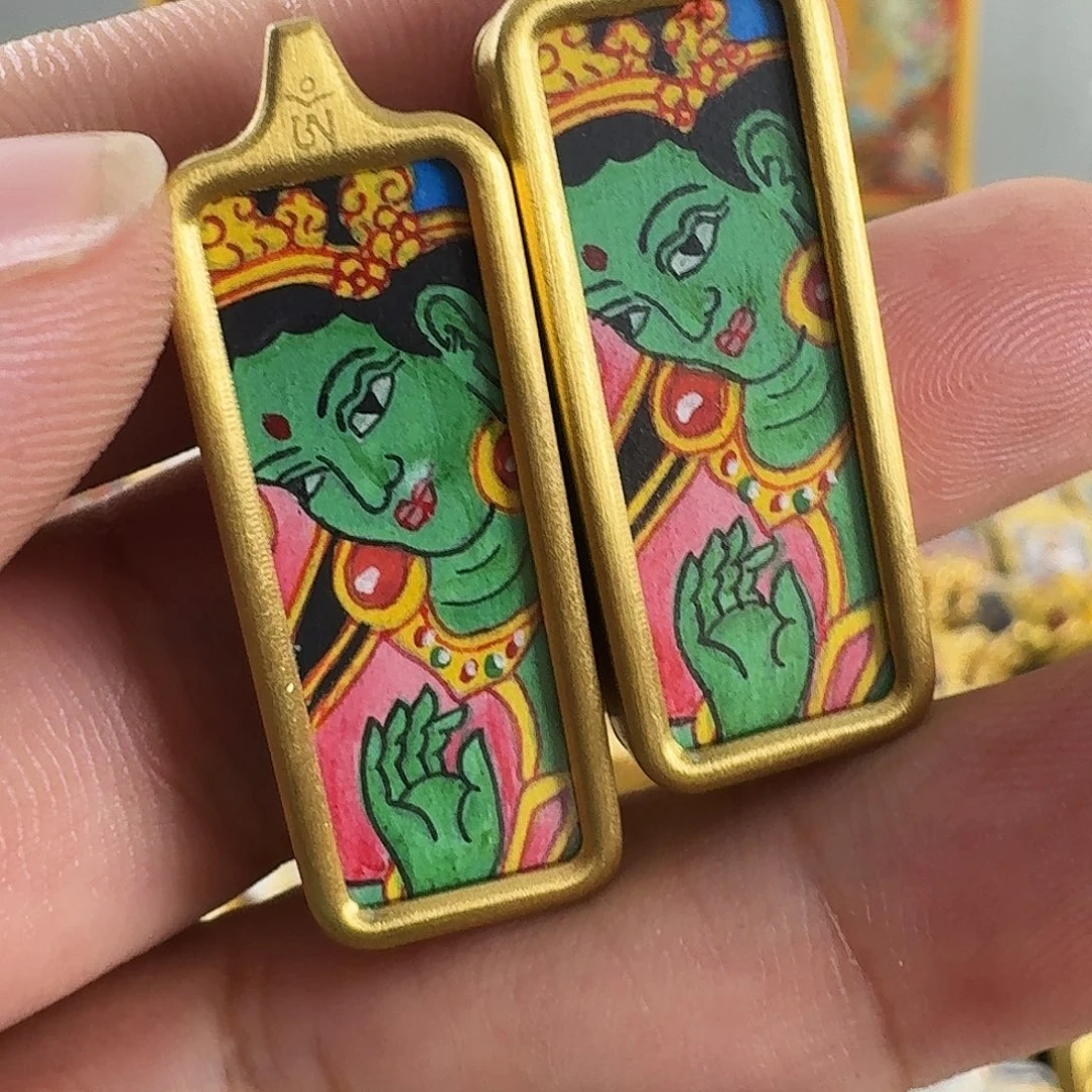 吊坠手绘唐卡绿度母