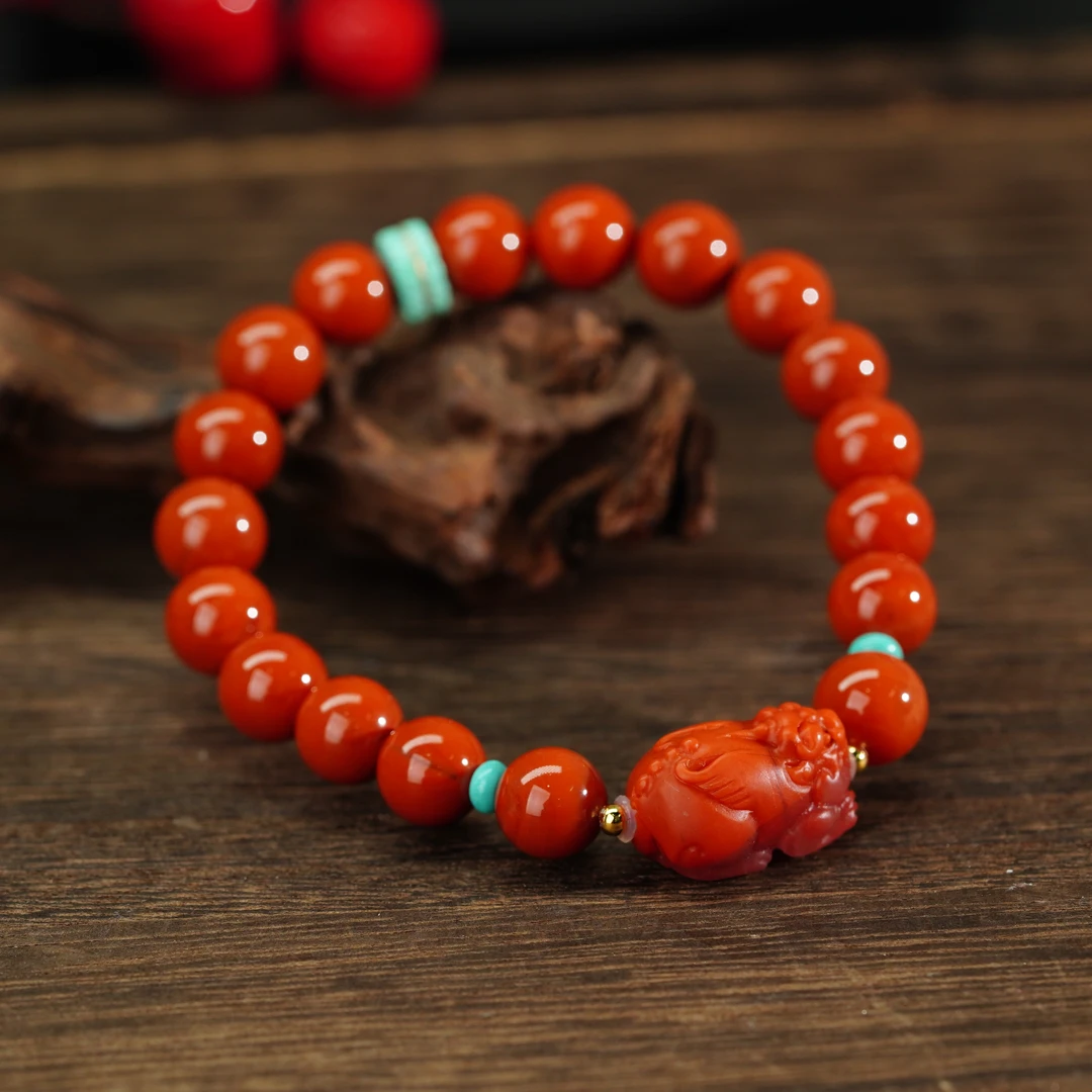 【小北严选】南红DIY单圈圆珠手串25-AL08X180【多样性发一件】约9mm