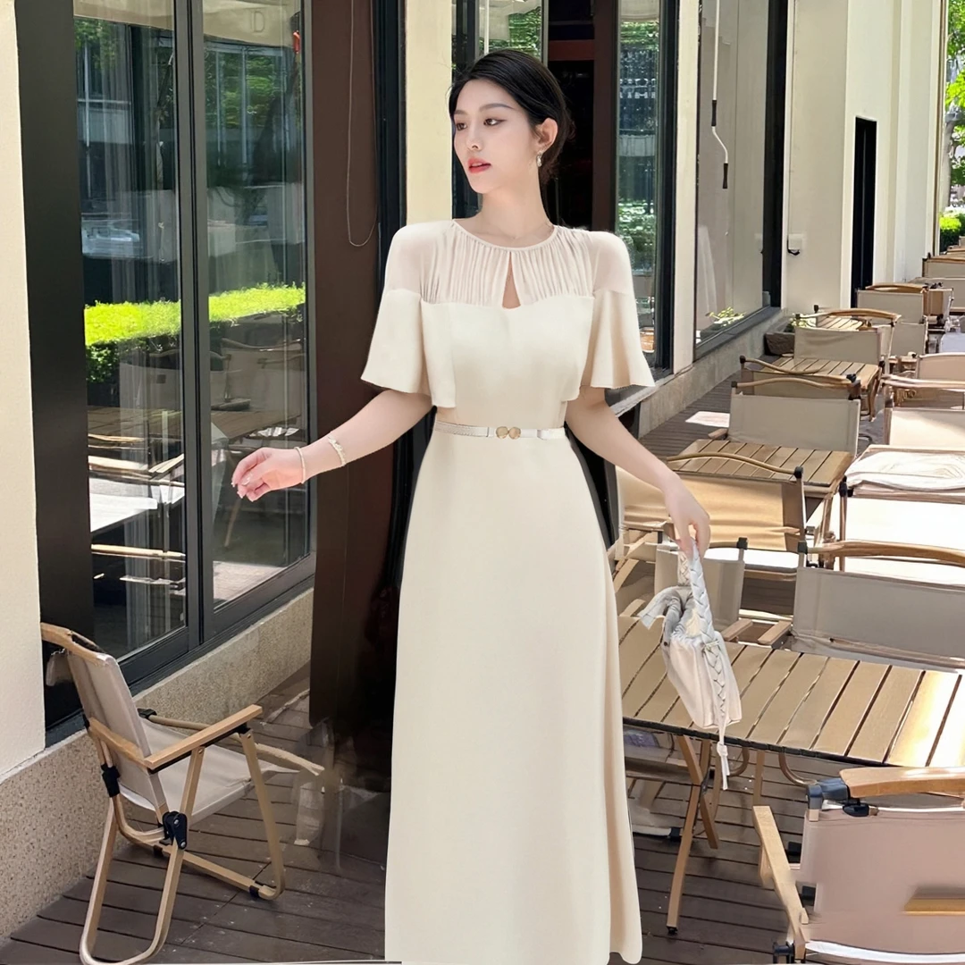 【菲菲】【送腰带】2025夏季新款法式设计感收腰显瘦连衣裙女D1242