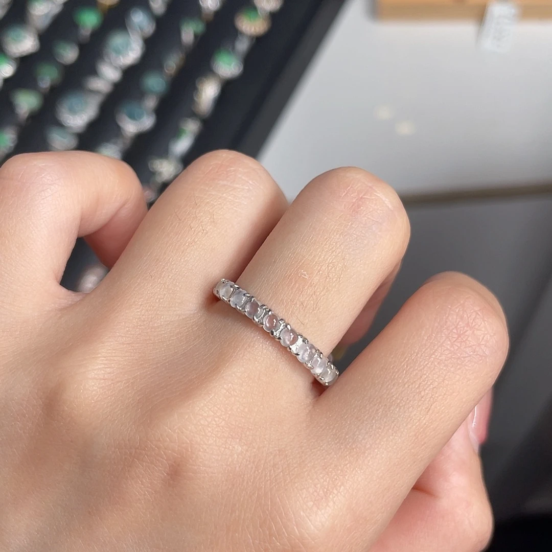 翡翠银S925镶嵌戒指港码18