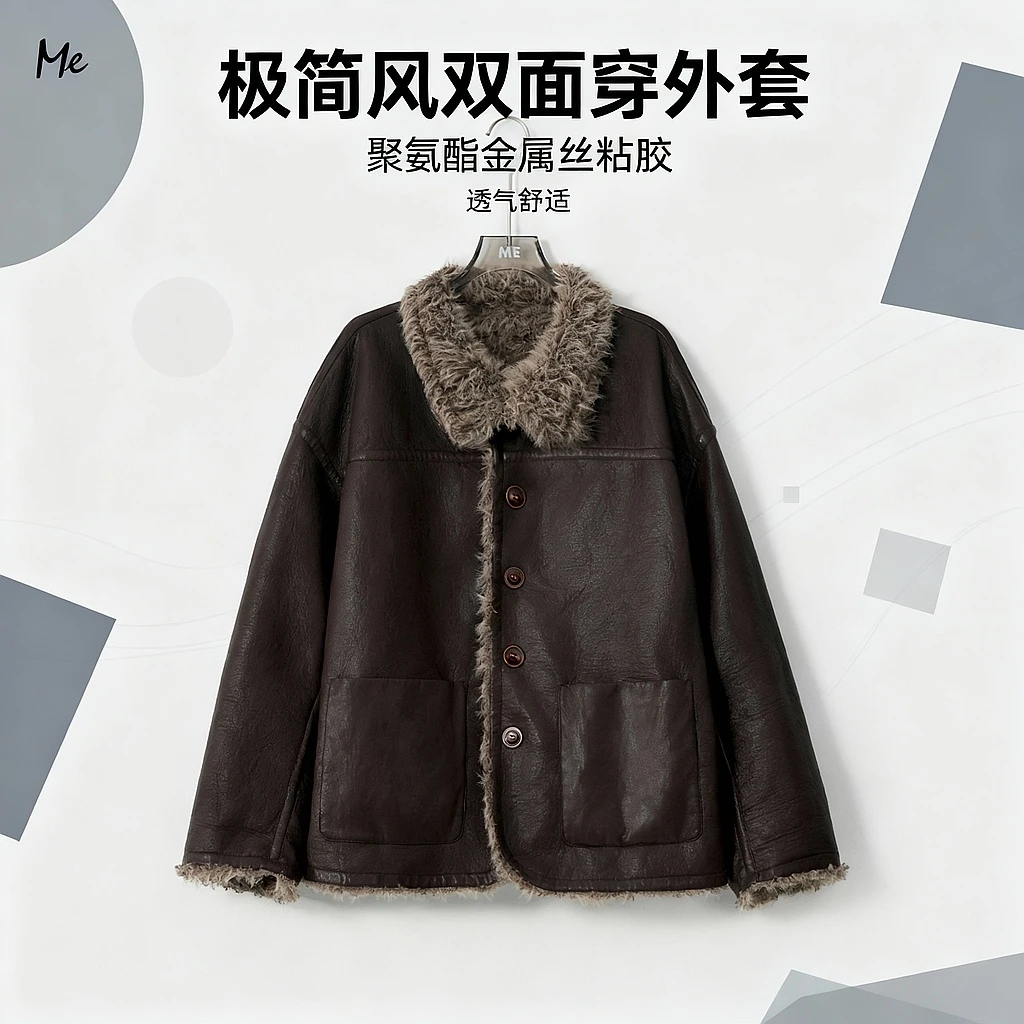 ME【菲尼克斯（双面穿）】长毛感环保皮草时尚百搭宽松外套MESA1773