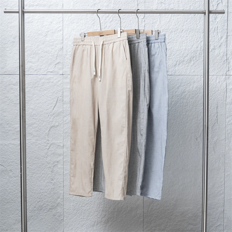 【退货补运费】夏季高端亚麻混纺男士百搭宽松透气舒适休闲裤6665