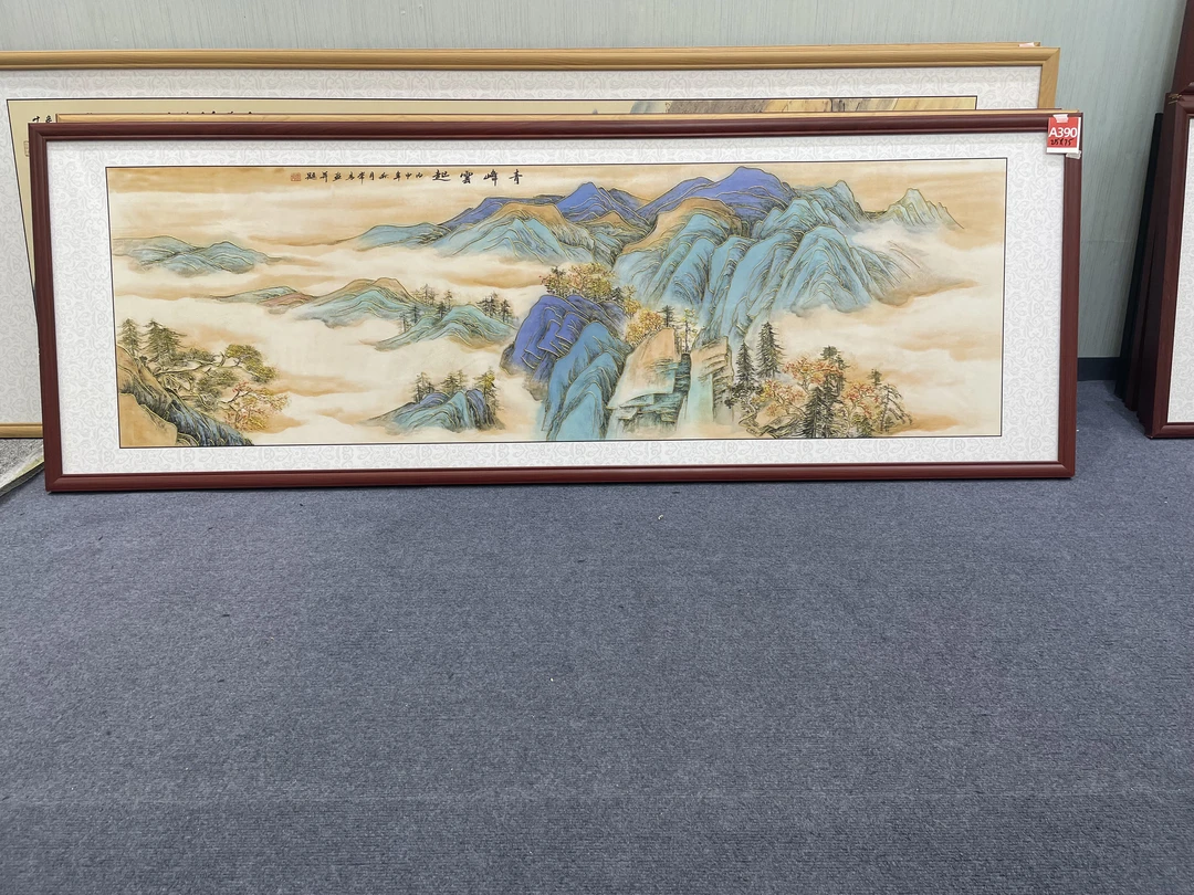 A390鎏金215x75cm山水画客厅装饰画沙发背景墙挂画