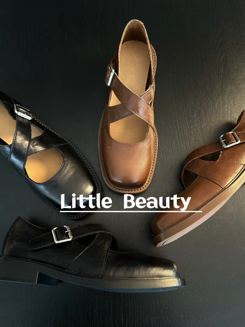 【小美家】头层牛皮复古文艺乐福玛丽珍单鞋
