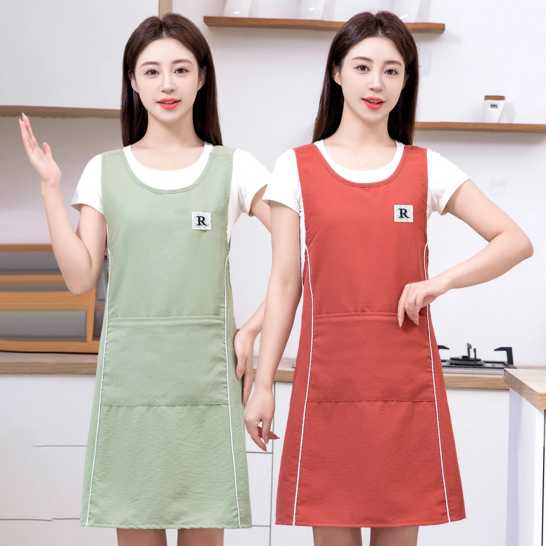 小清新女时尚坎肩式防水围裙家用厨房定制logo印字柔软透气工作服