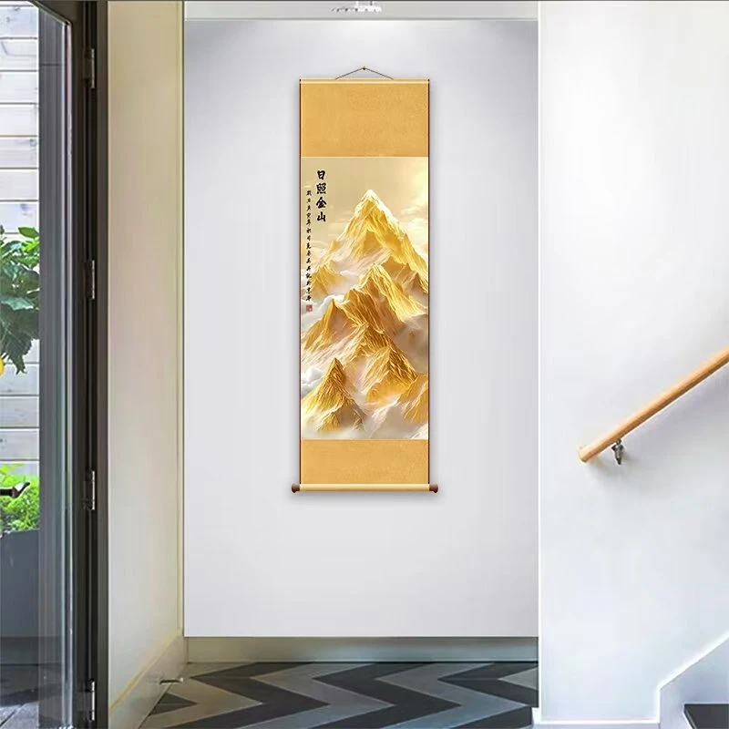 140*45(日照金山）客厅卧室客厅茶室高精复原软装挂画手工装裱