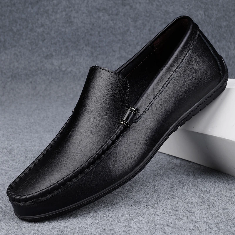 休闲男皮鞋新款透气软底豆豆鞋一脚蹬百搭驾车鞋韩版商务通勤潮鞋