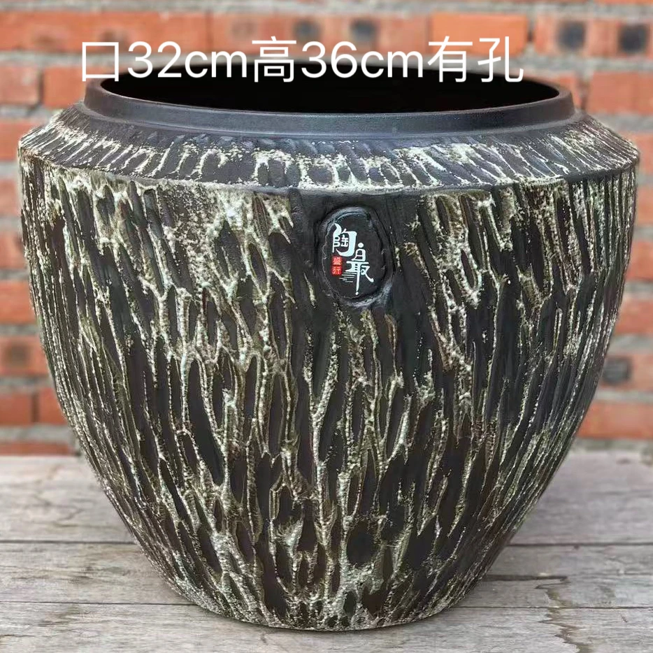 61简约落地大绿植花盆紫砂粗陶花盆