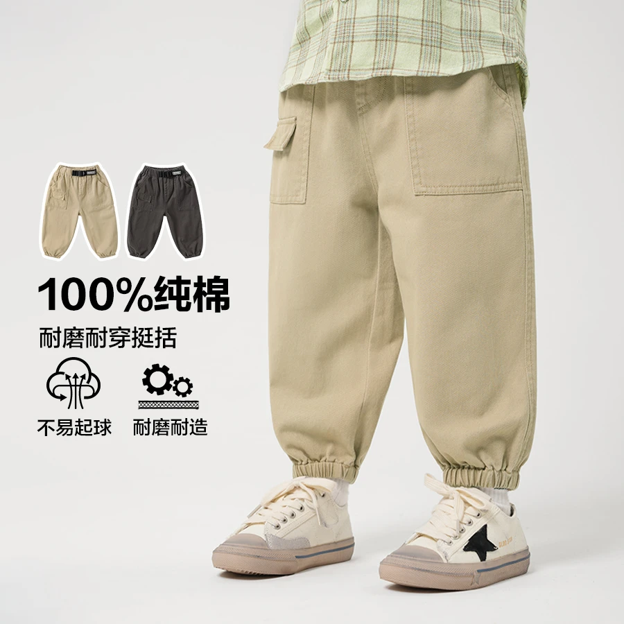 右欧男童工装休闲长裤子春季户外儿童装春装春款宝宝洋气韩U15559