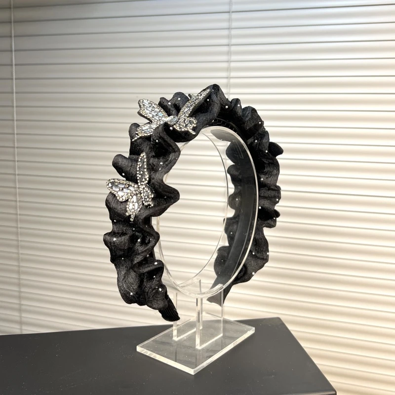 优雅蝴蝶满天星宽边发箍气质温柔时尚百搭压发发卡氛围感高级发箍