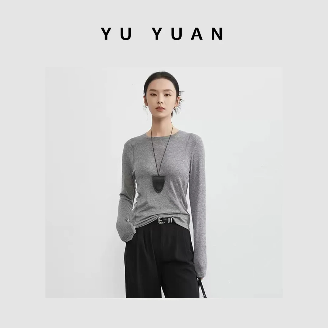 【媛宝】“奢柔羊毛衫”圆领针织长袖时尚简约百搭纯色羊毛衫-FS5510