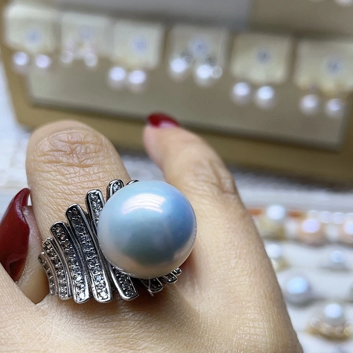 淡水珍珠戒指银S925镶嵌