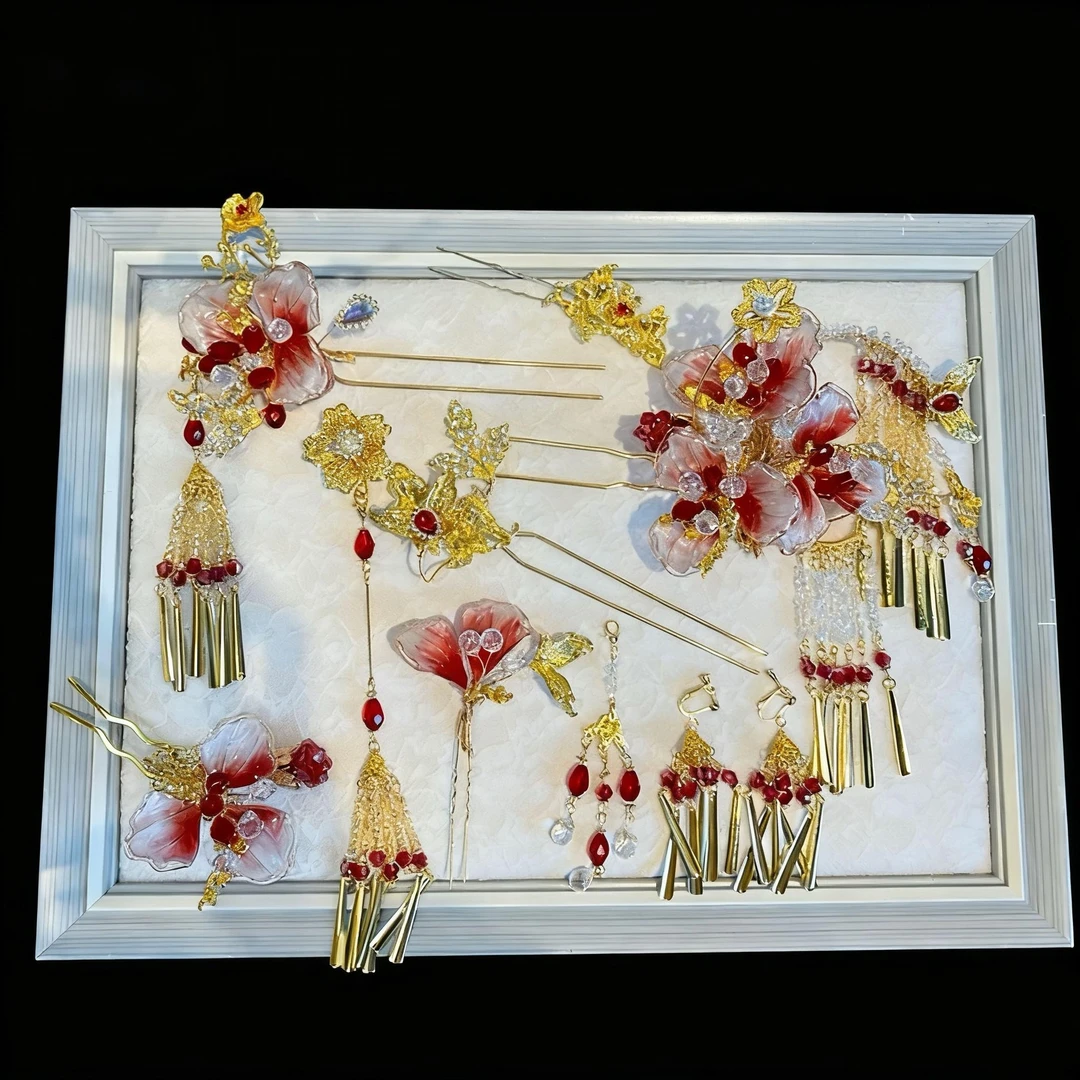 D23喜看新款红金色秀禾新中式新娘头饰