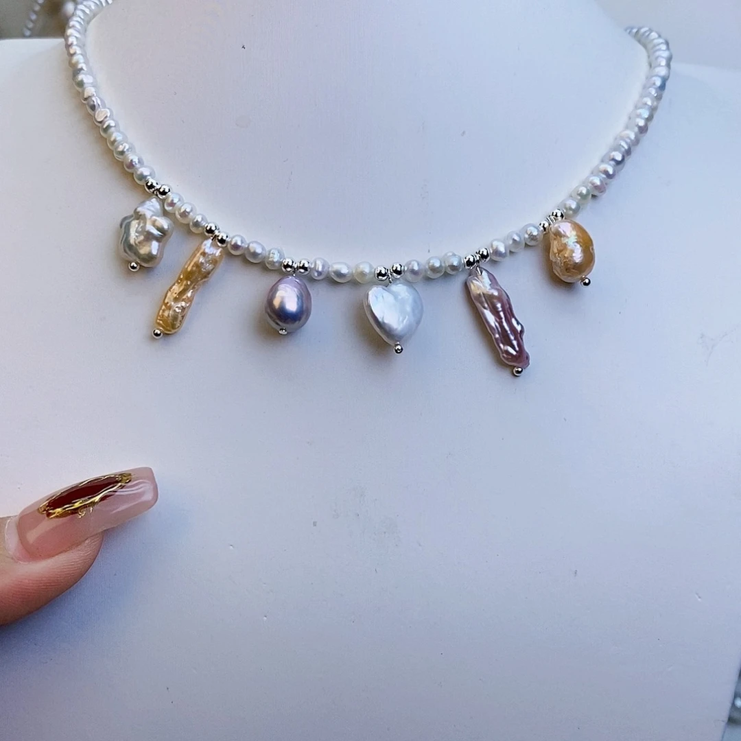 淡水珍珠颈饰银S925镶嵌