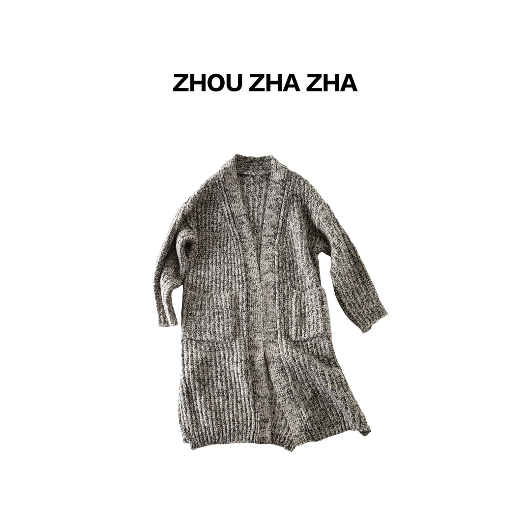 【周炸炸】羊毛棉混纺 英伦粗针织披肩式休闲简约开衫毛衣#254027