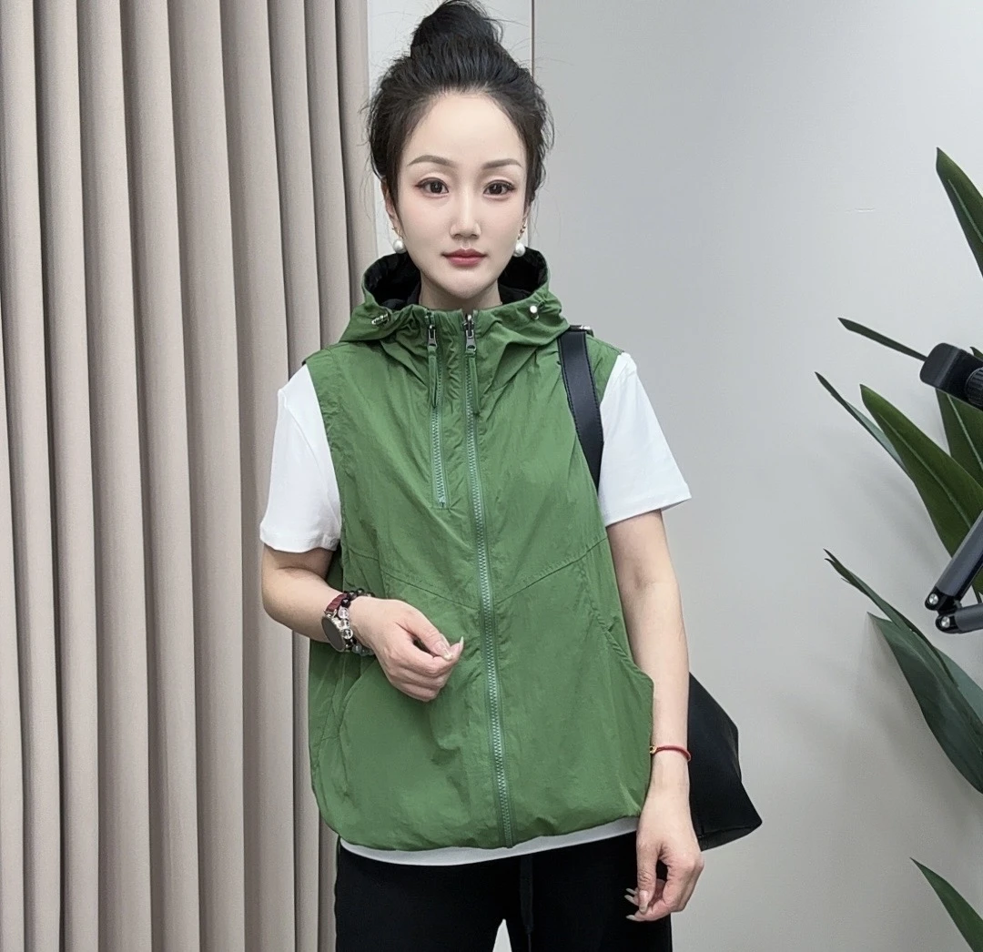 【拼色两面穿】新款休闲省心穿搭双面穿撞色百搭纯色轻薄拉链马甲女