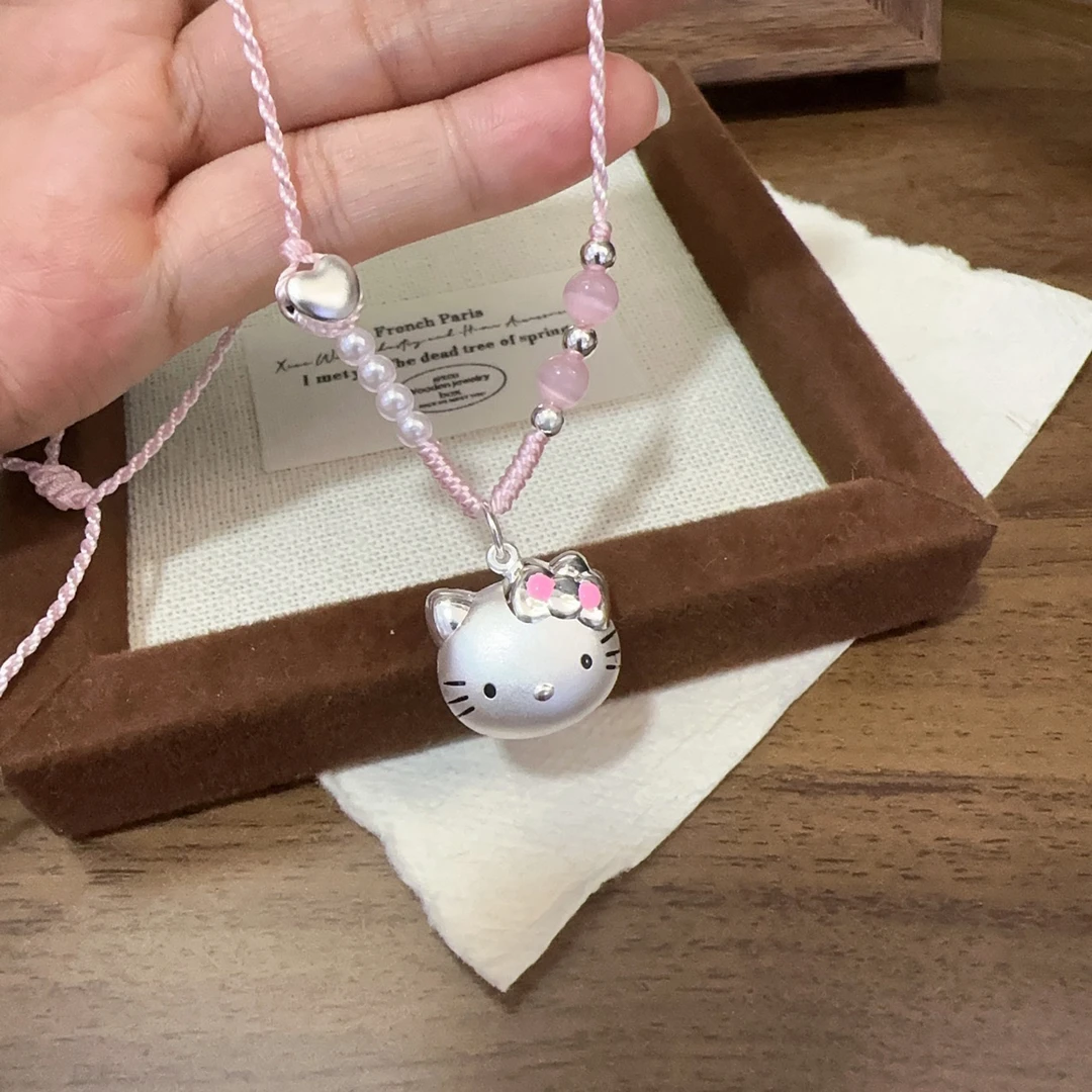 吊坠足银 足银990HelloKitty项链凯蒂猫送闺蜜送女友礼物小众甜美