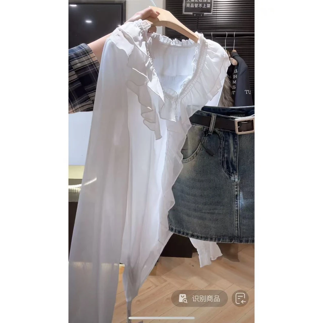 徐秋阳  洁白 百搭时尚休闲设计感显瘦显白上衣12032
