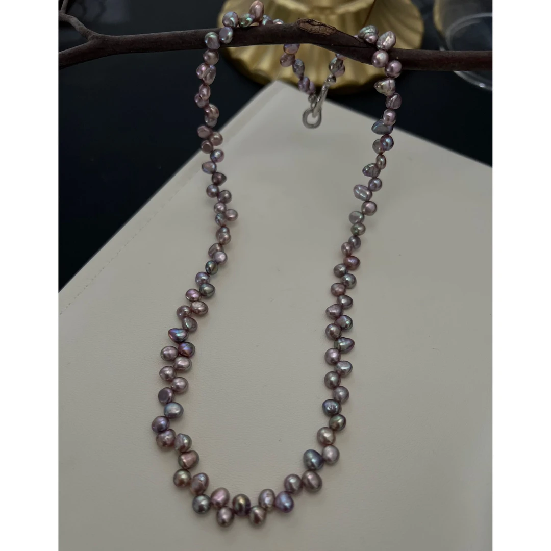 JUNMU28孔怪紫色巴洛克珍珠项链百搭锁骨链颈链多样性发货发一