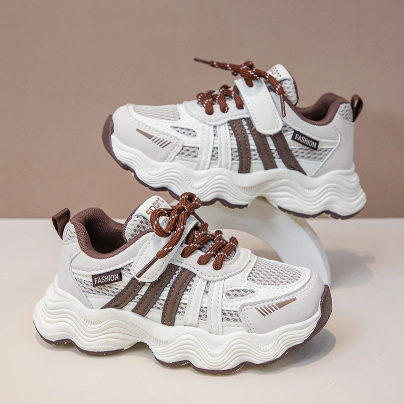 儿童春夏季新款小白鞋软底透网运动鞋2025男童女童时尚老爹鞋防滑