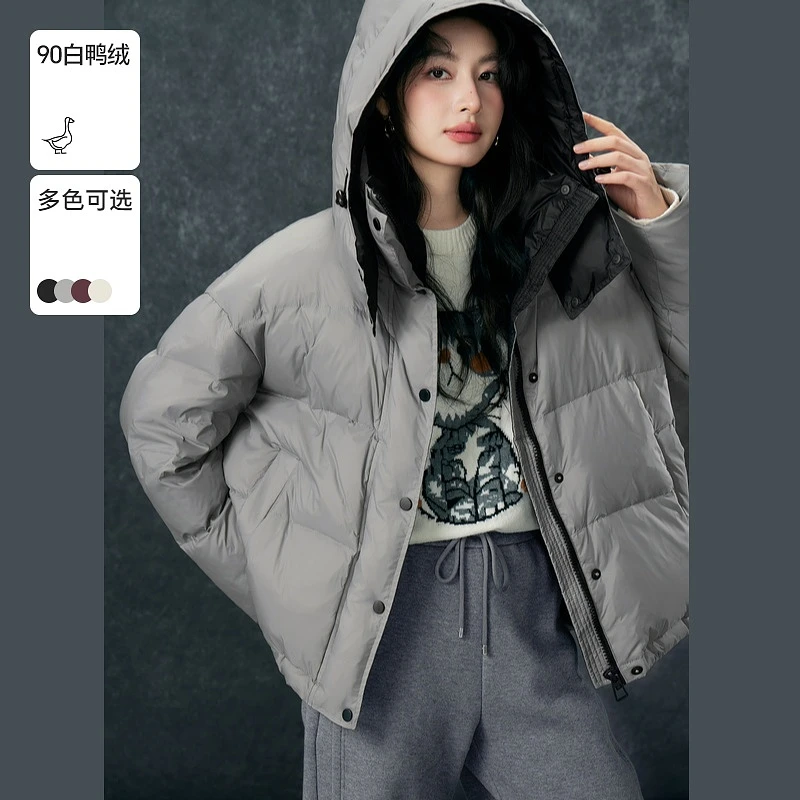 Basic House/百家好短款连帽欧若智性风冬季羽绒服B06245I6642