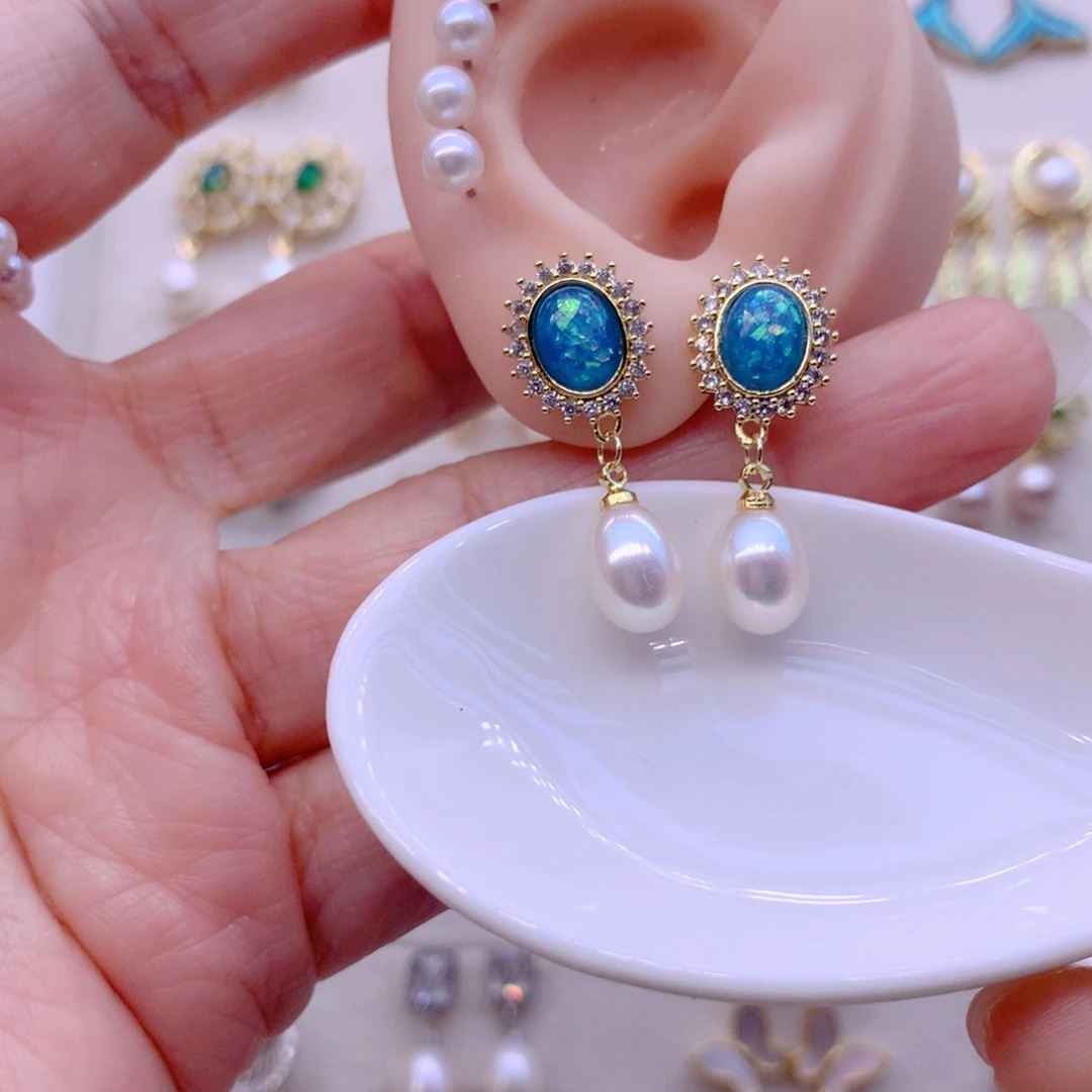 合金耳饰淡水珍珠