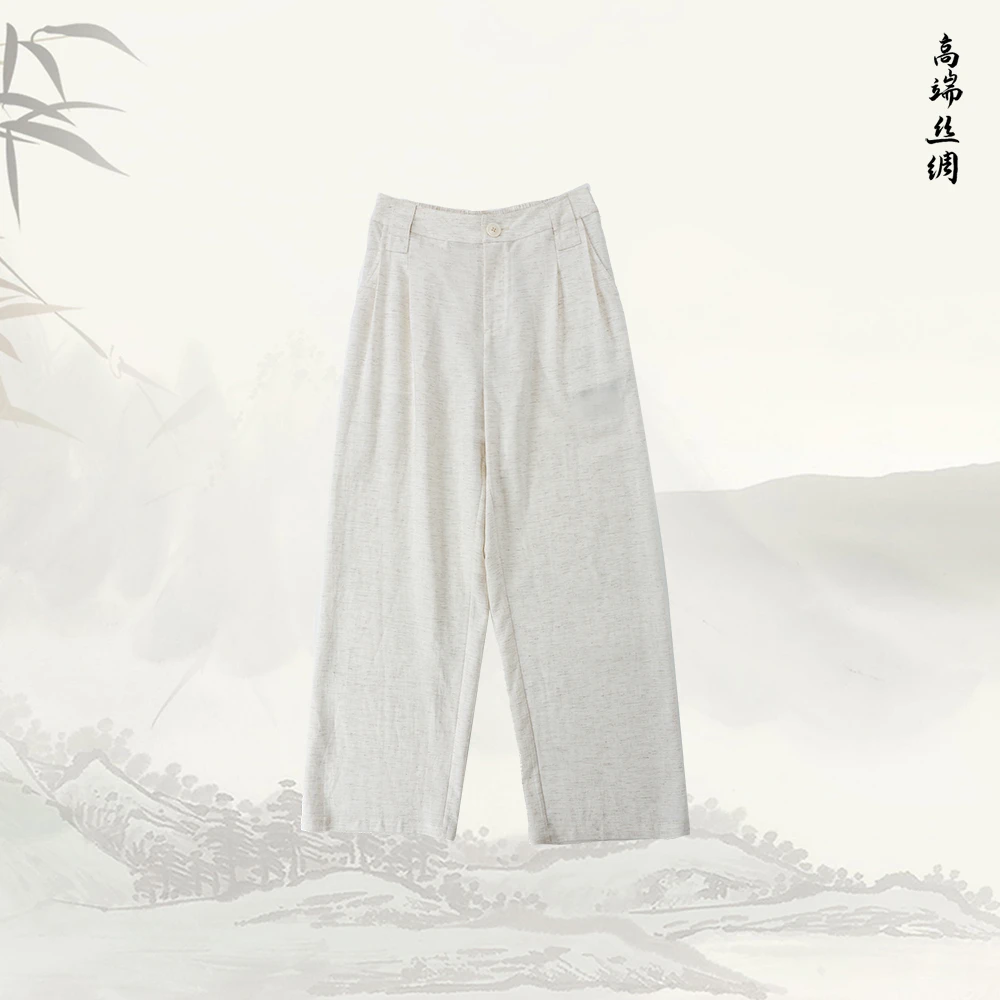 品牌新款时尚百搭夏季亚麻休闲直筒裤527002
