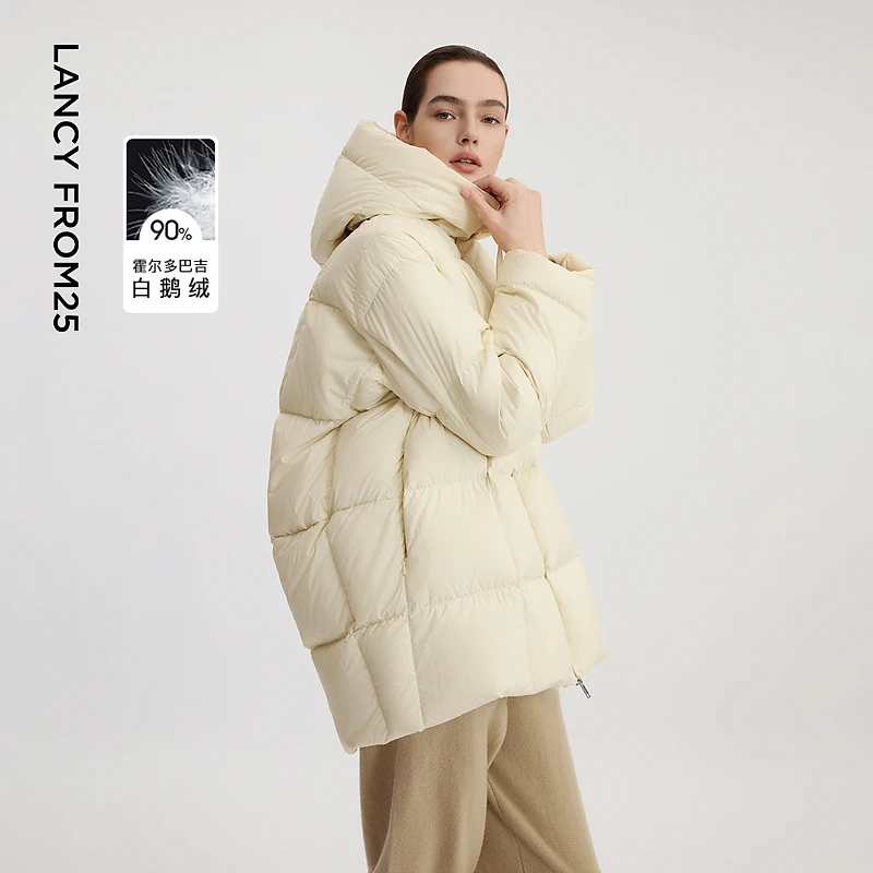 【云感泡芙】朗姿Basic衣橱霍尔多巴吉90白鹅绒羽绒服保暖面包服