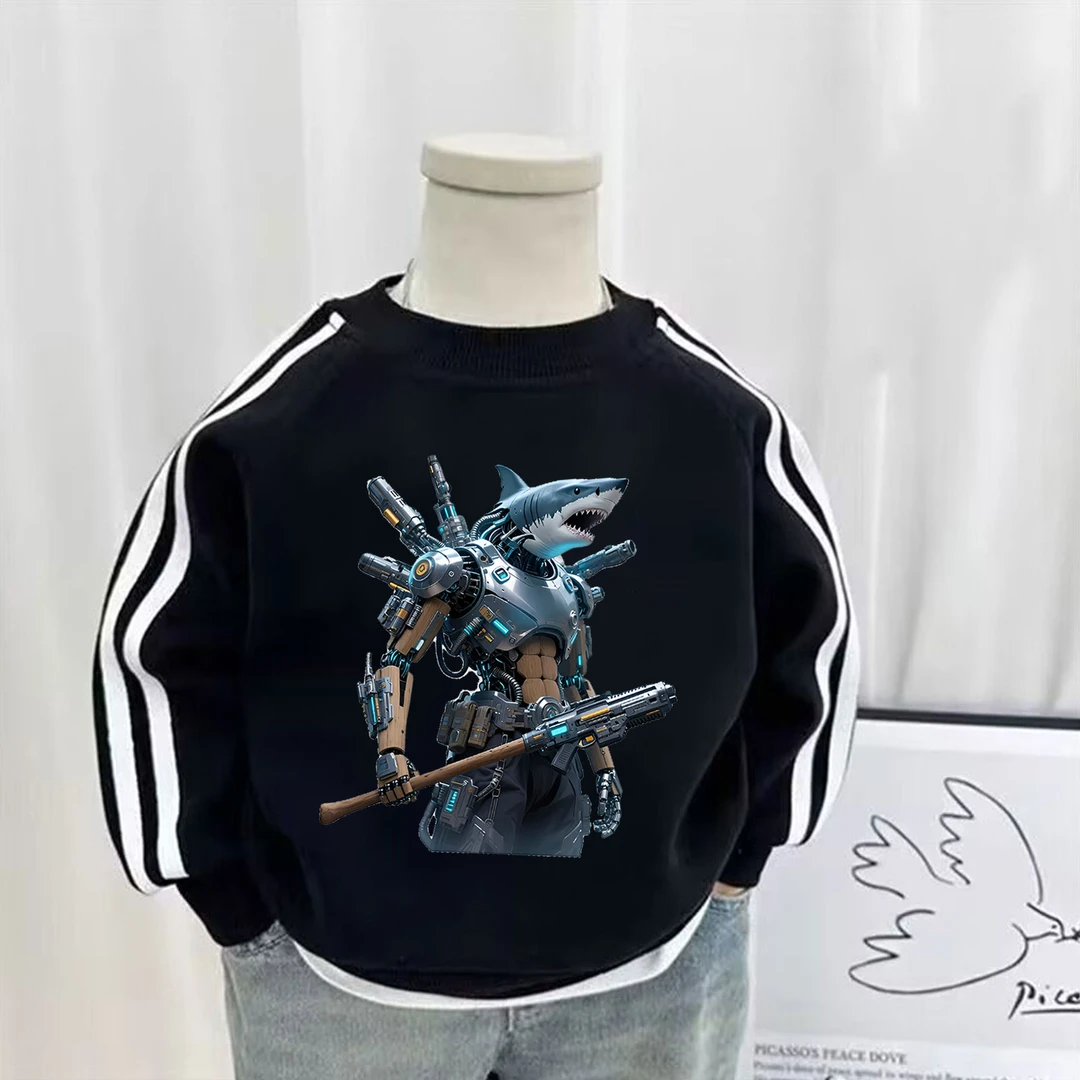 LINGYAO/苓瑶童装长袖三条杠T恤潮酷山海经权威春秋男童爆款上衣1