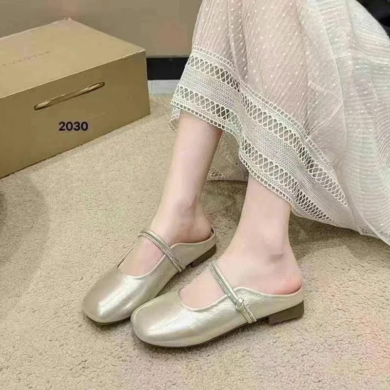 超高跟时装凉鞋银色玛丽珍凉鞋半拖时尚平底傣族风格