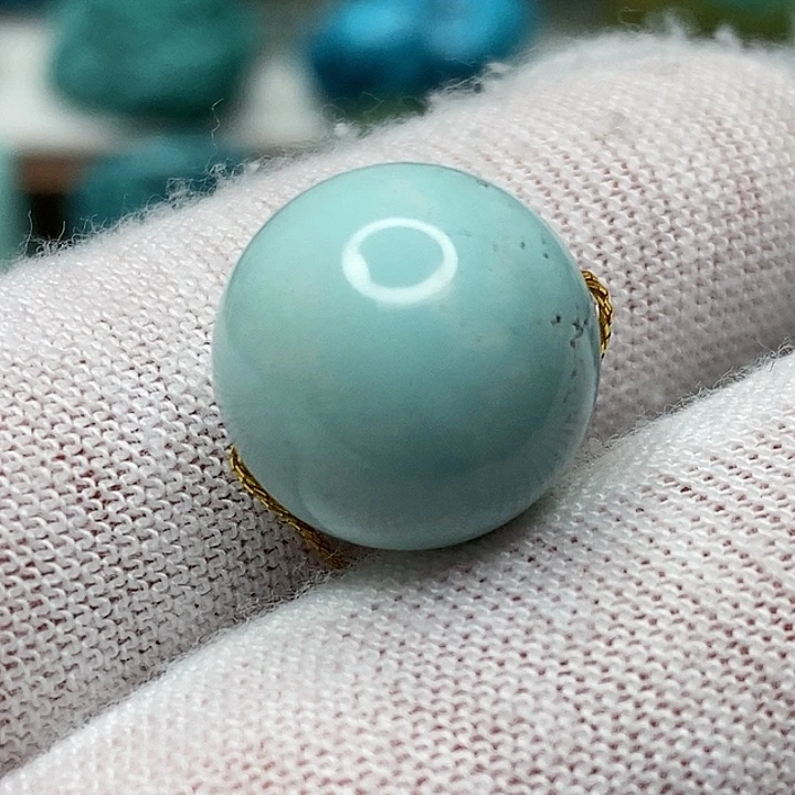 绿松石未镶嵌天然原矿 地大质检13.6mm