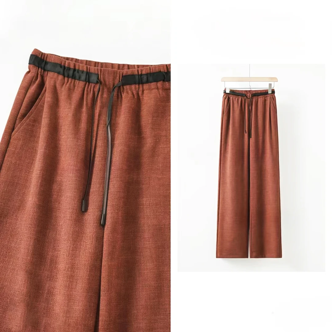 门店56&9！胡麻休闲裤」面料鼎莱赛尔/桑蚕丝/亚麻阔腿裤女C22596