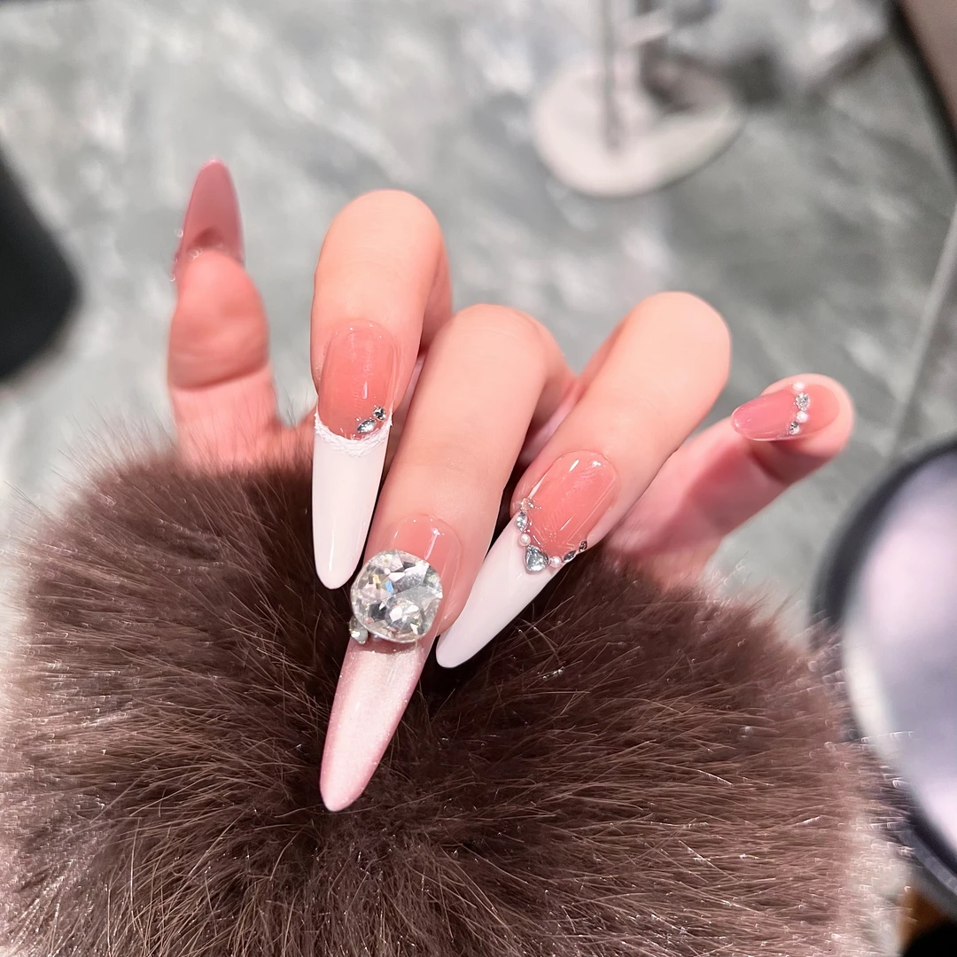 【甜茶起司】纯手工穿戴甲片法式裸色猫眼显白百搭高级氛围感美甲