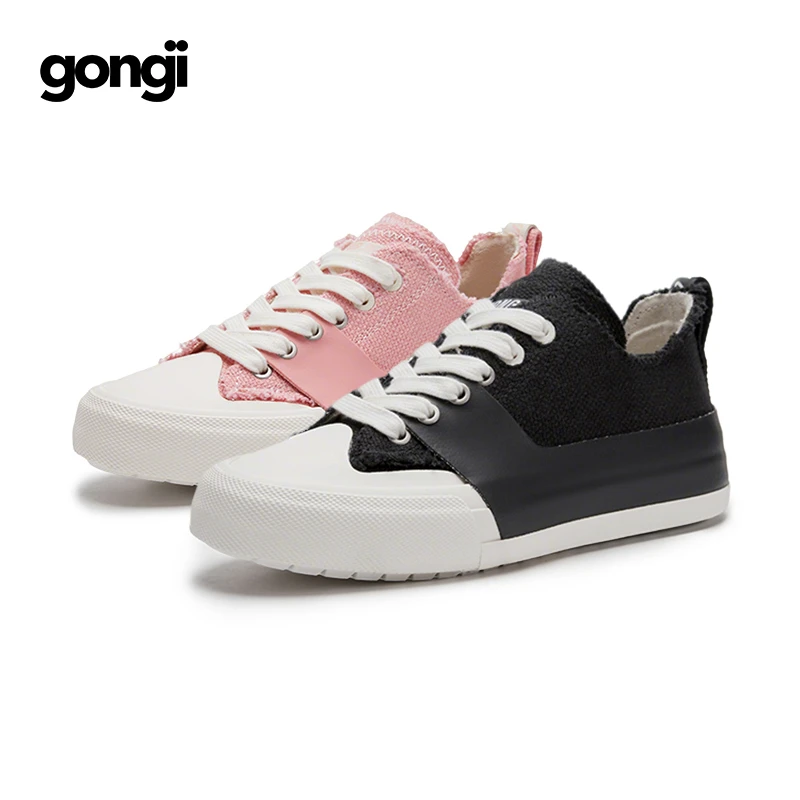 GONGJI匠二代低帮帆布鞋透气小众百搭运动板鞋潮流黑、粉 直播