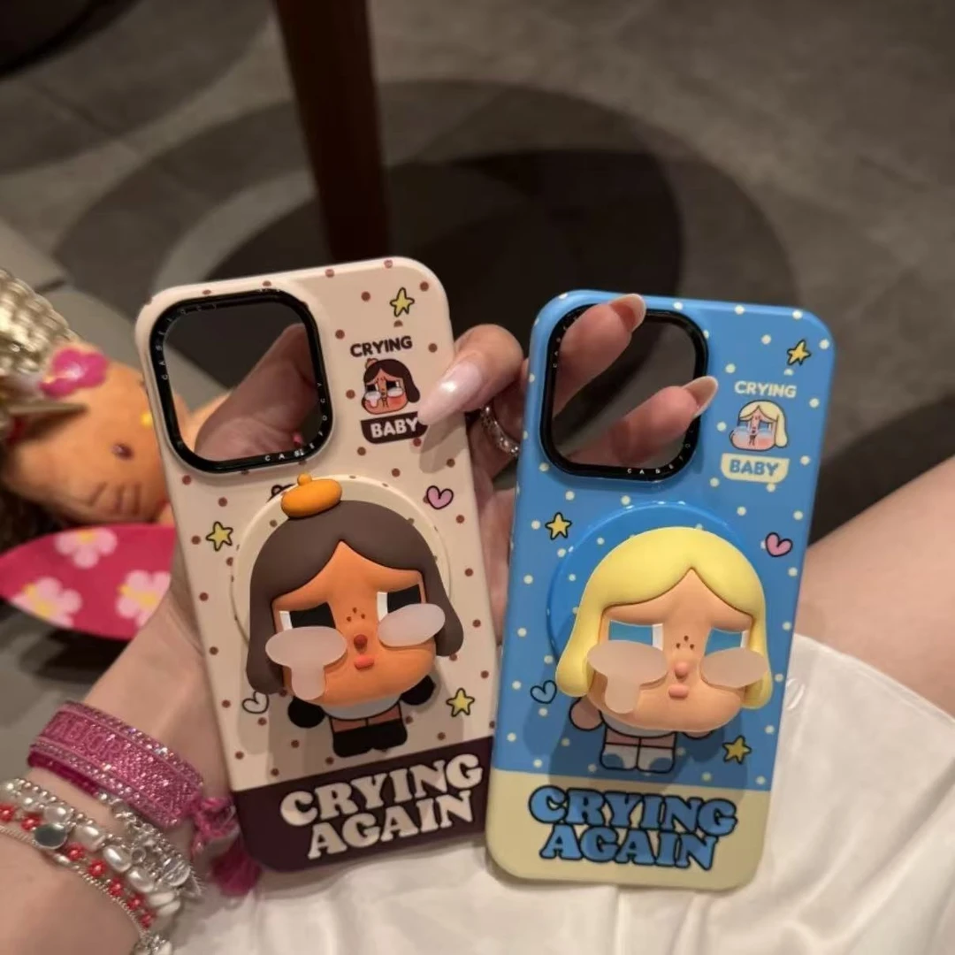 撞色波点哭娃磁吸壳适用iPhone16promax手机壳苹果15pro少女14/13