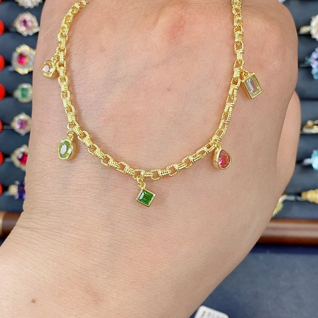 银S925镶嵌吊坠(赠链)碧玺