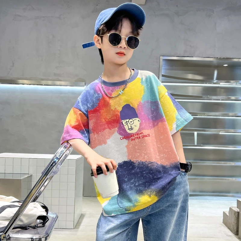 男童夏装短袖t恤新款中大儿童夏季帅气时髦网红炸街T恤B3219