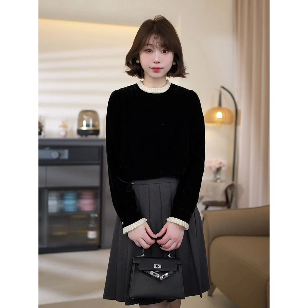 斯洋洋轻奢舒适时尚软糯亲肤丝绒上衣SY410A044SYY