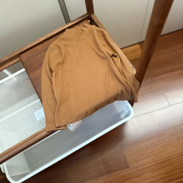 【编号Q487】69285-13-儿童坑条打底衫咖色-QZYS