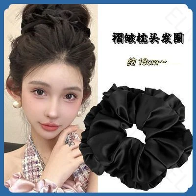 大肠女减龄秋季格纹发饰黑色ins风发圈明星同款神器学院风百搭