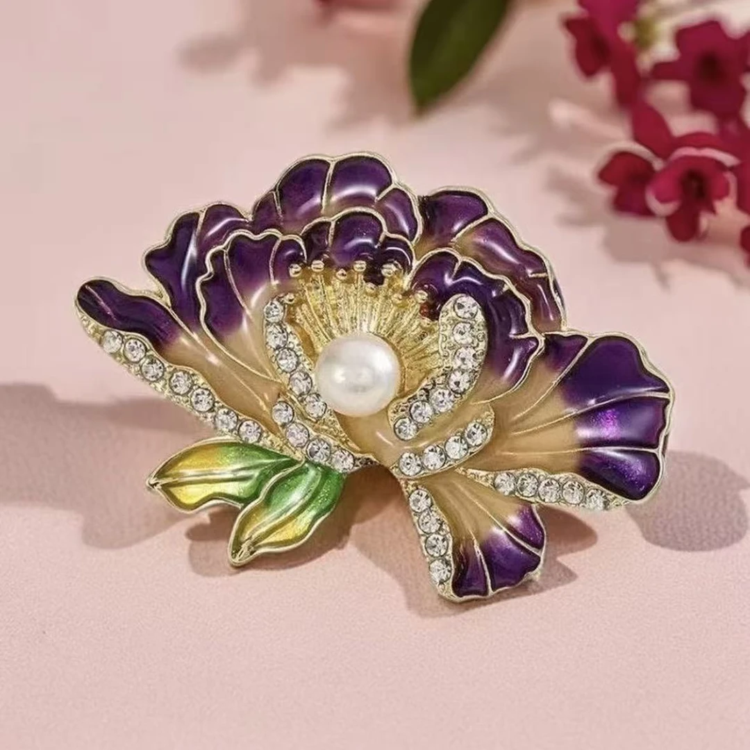 铜合金胸针  国风牡丹花高端胸针精致饰品（YS0003)