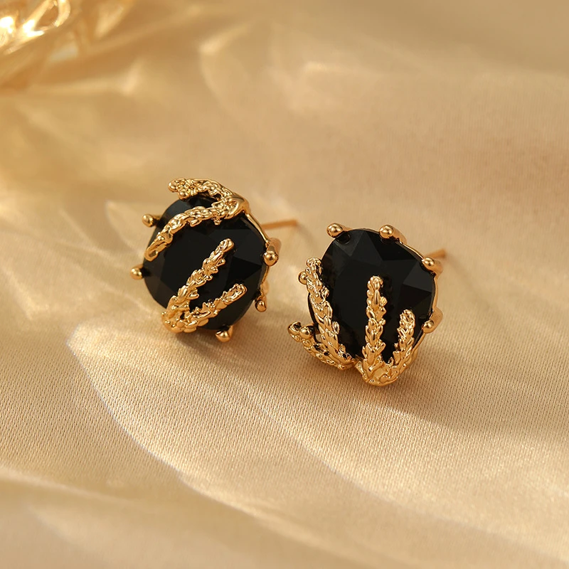 铜合金耳饰 【112】法式新款复古不对称麦穗耳钉轻奢小众女饰品