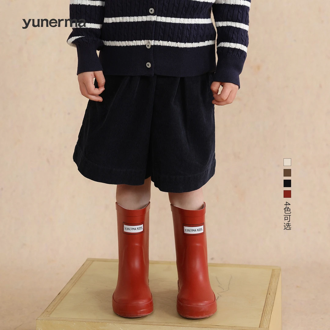 允儿妈女童春夏洋气灯芯绒阔腿裤幼儿园宝宝2025新款百搭短裤裤子