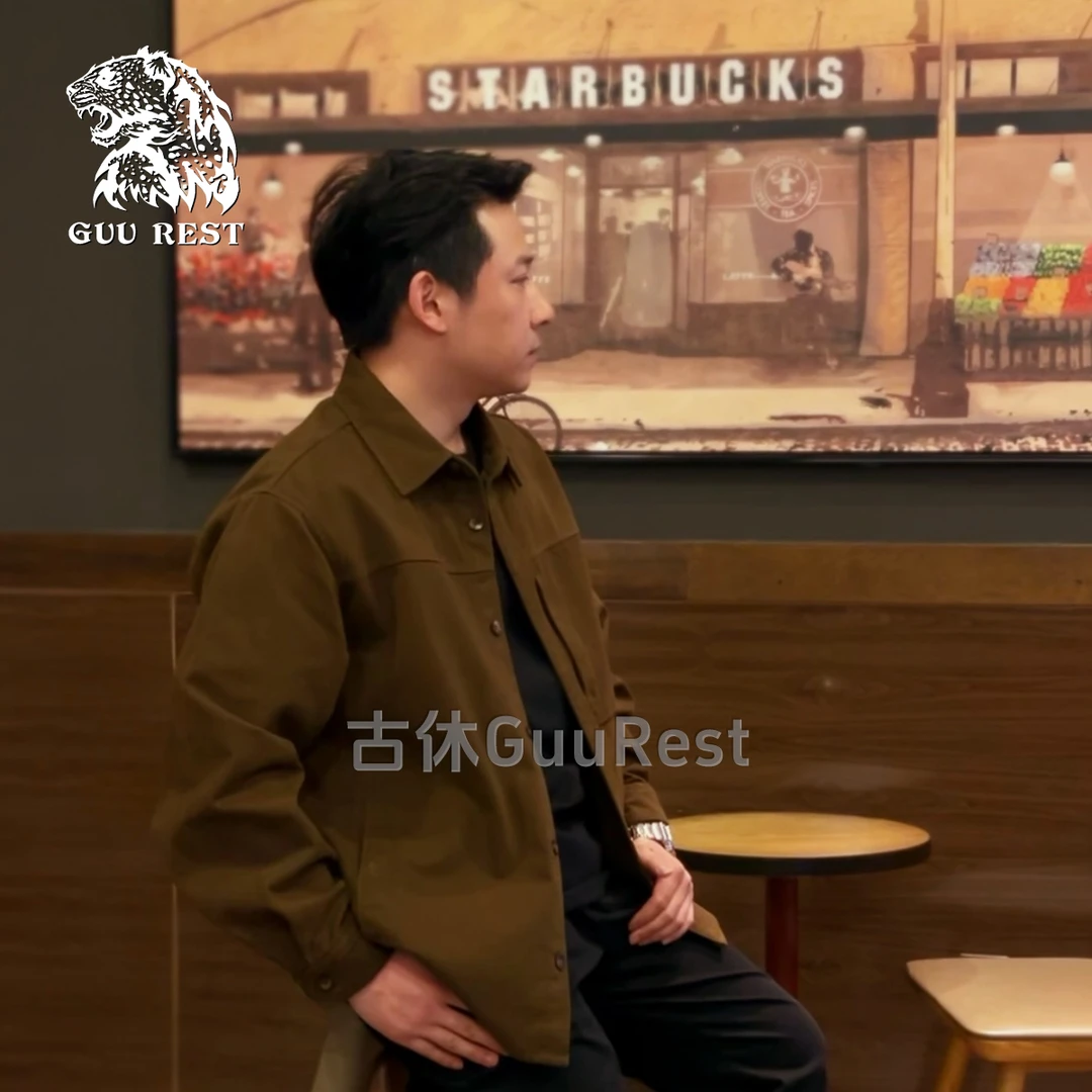 古休GuuRest衬衫纯棉600克重磅宽松复古休闲春秋季百搭长袖衬衣S