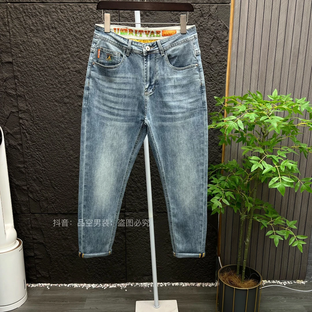 [九分/长裤]2025夏季薄款牛仔裤男款潮牌小直筒百搭宽松弹力九分